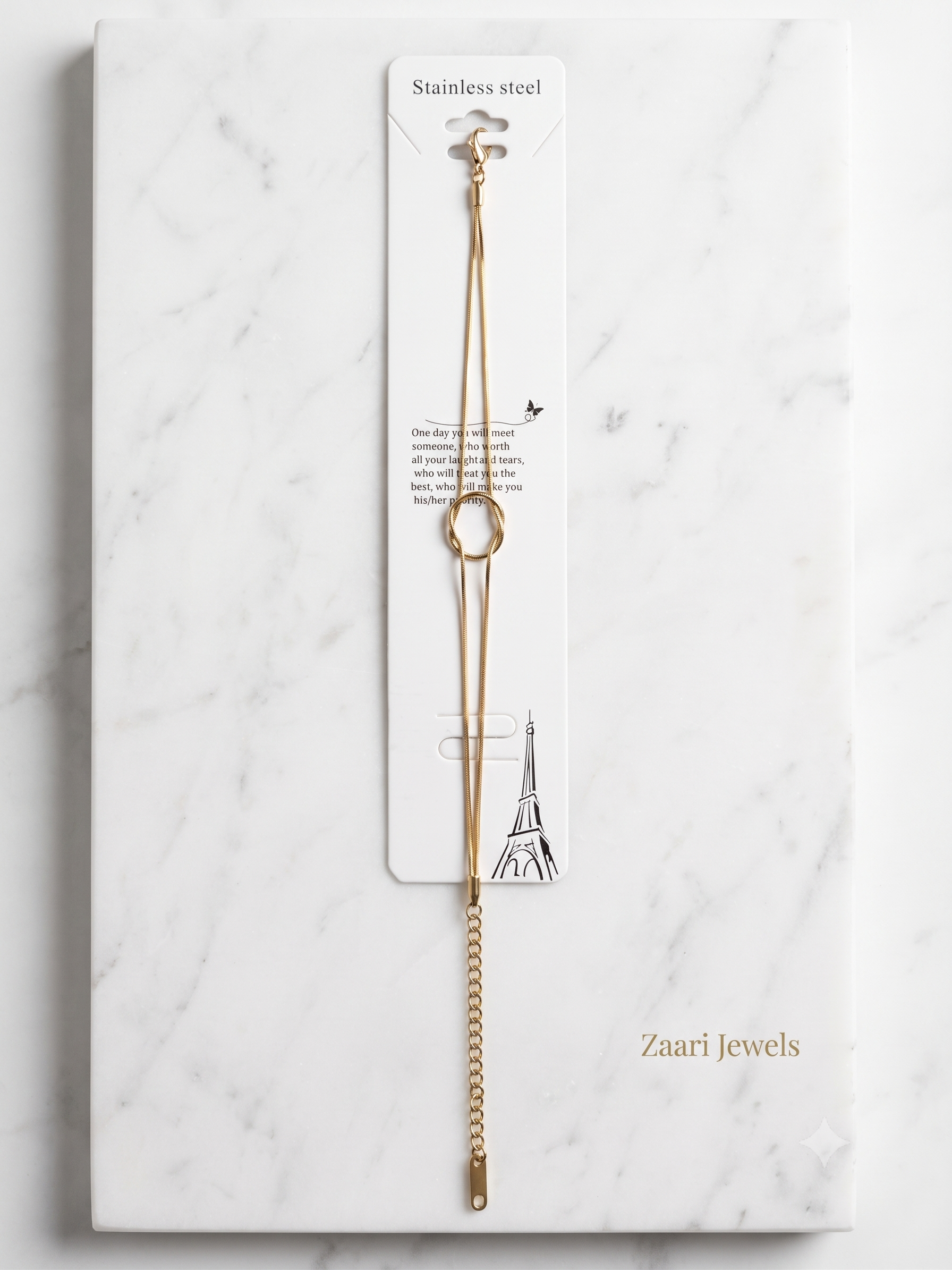 Zaari Jewels Gold-Toned Interlocking Ring Bracelet
