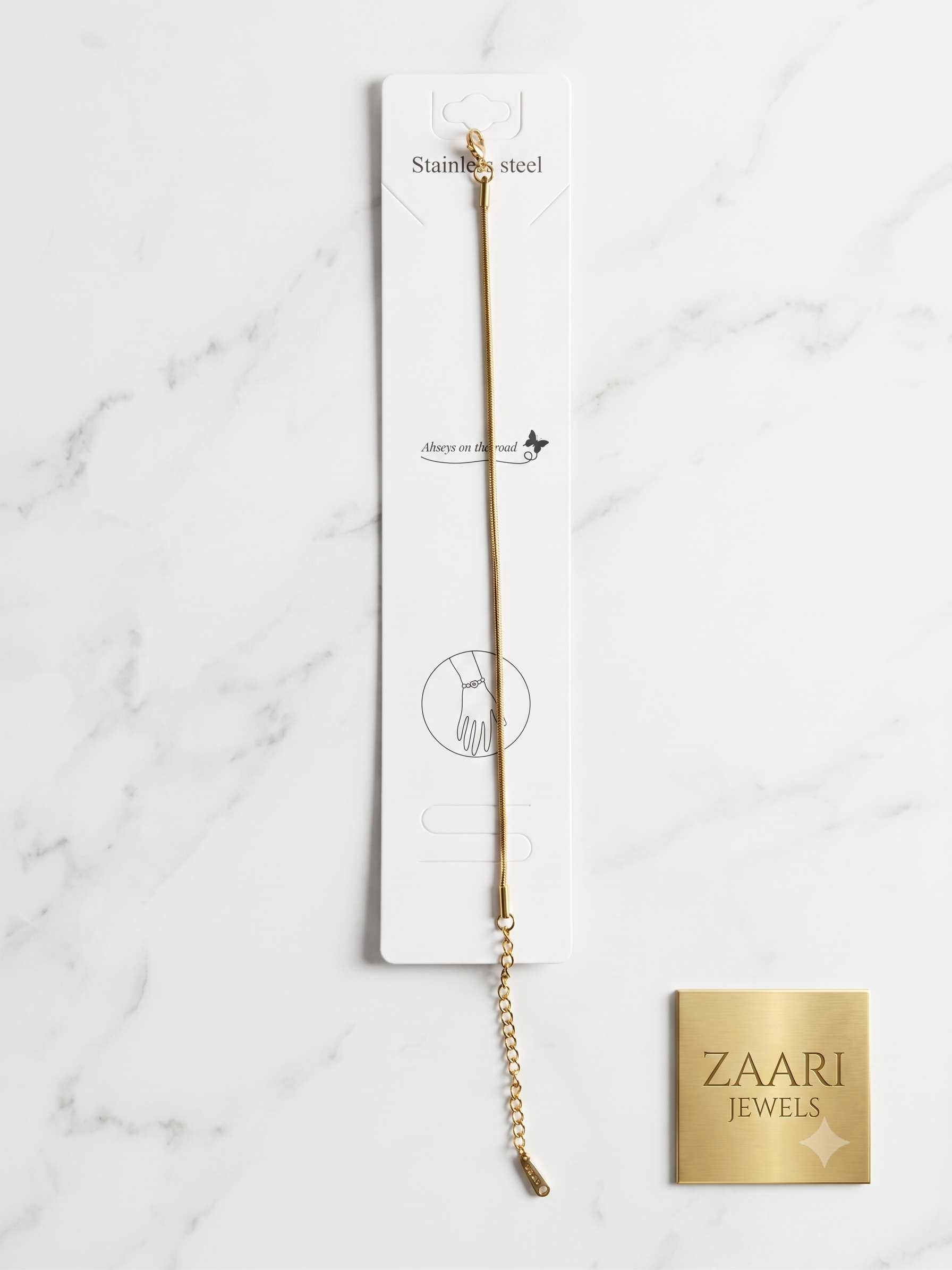 Zaari Jewels Minimalist Gold-Toned Snake Chain Bracelet
