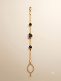 Elegant Gold-Toned Black Heart Station Bracelet