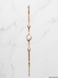 Zaari Jewels Gold-Toned Heart and Pearl Bracelet