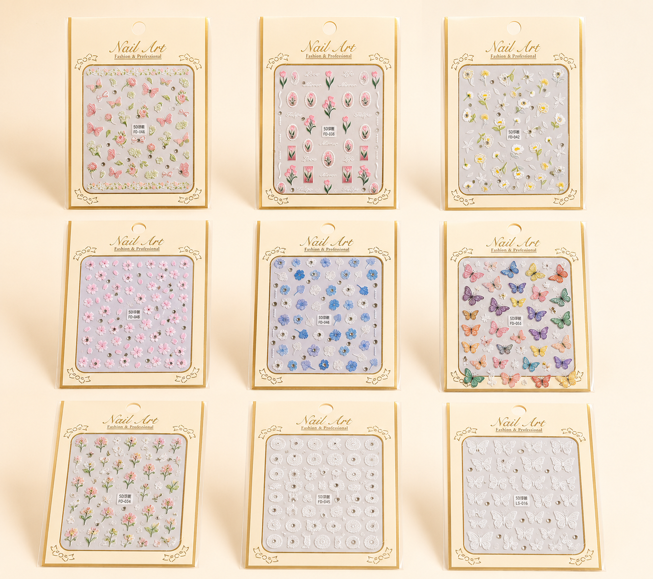 Luxury 5D Embossed Floral & Butterfly Nail Art Stickers