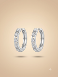 Elegant Silver-Toned Pave Crystal Huggie Hoops