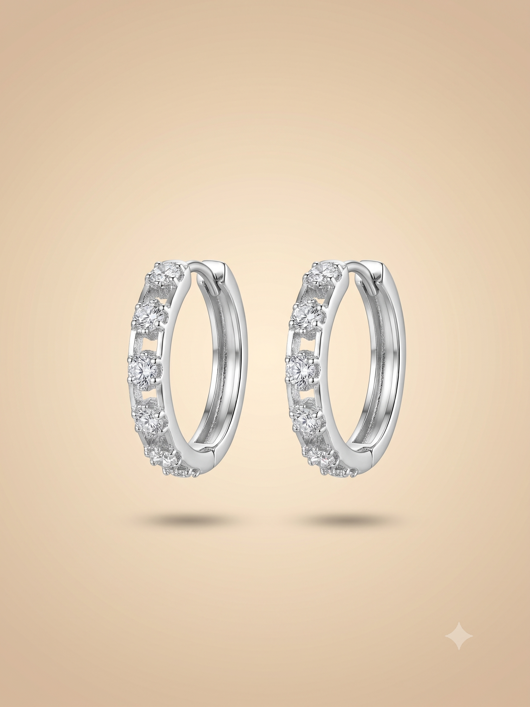 Elegant Silver-Toned Pave Crystal Huggie Hoops