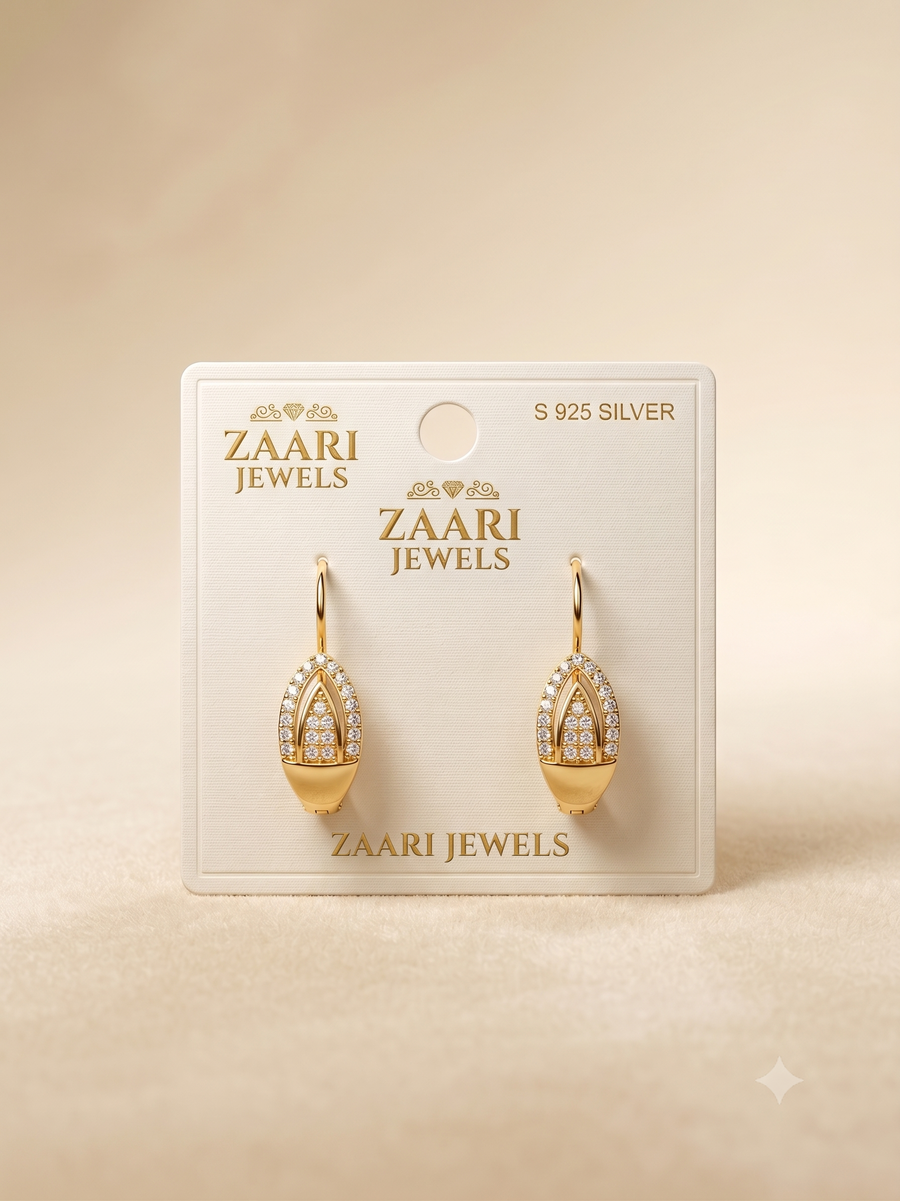 Zaari Jewels Gold-Toned Pave Crystal Teardrop Earrings