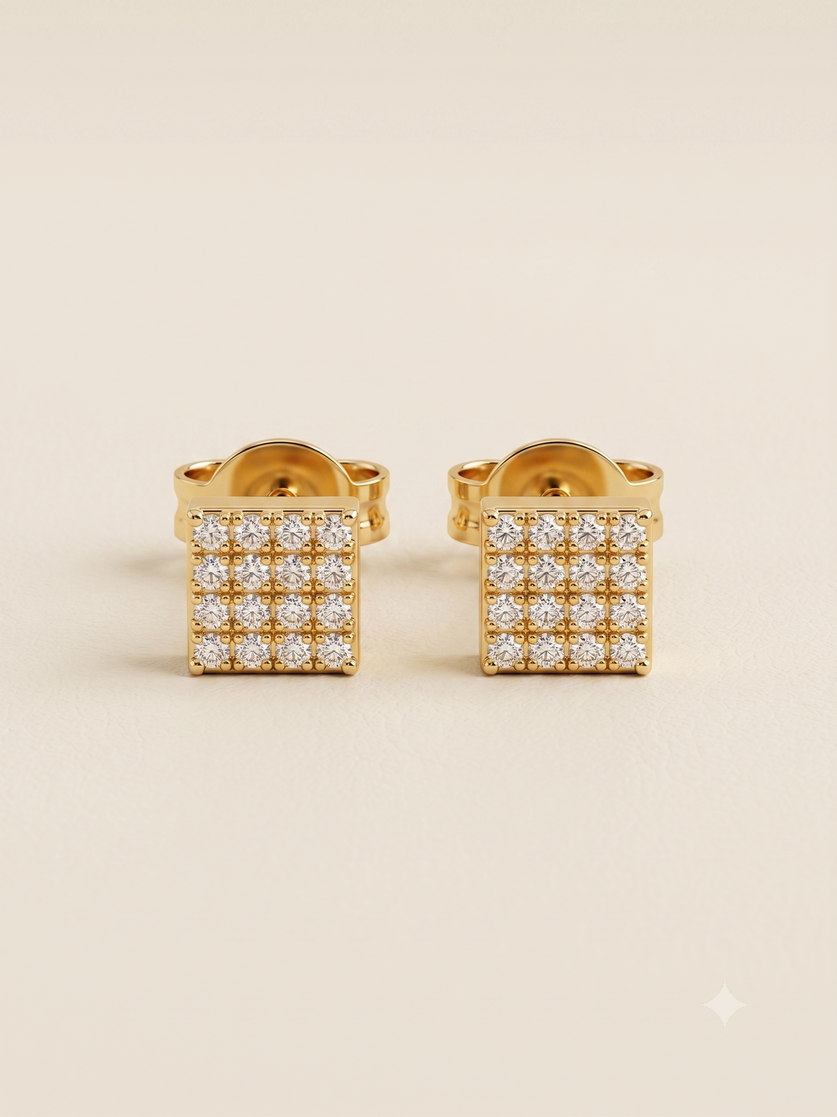 Elegant Gold-Toned Pave Crystal Square Stud Earrings