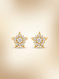 Elegant Gold-Toned Pave Crystal Star Stud Earrings