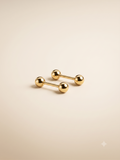 Elegant Gold-Toned Double Ball Barbell Stud Earrings