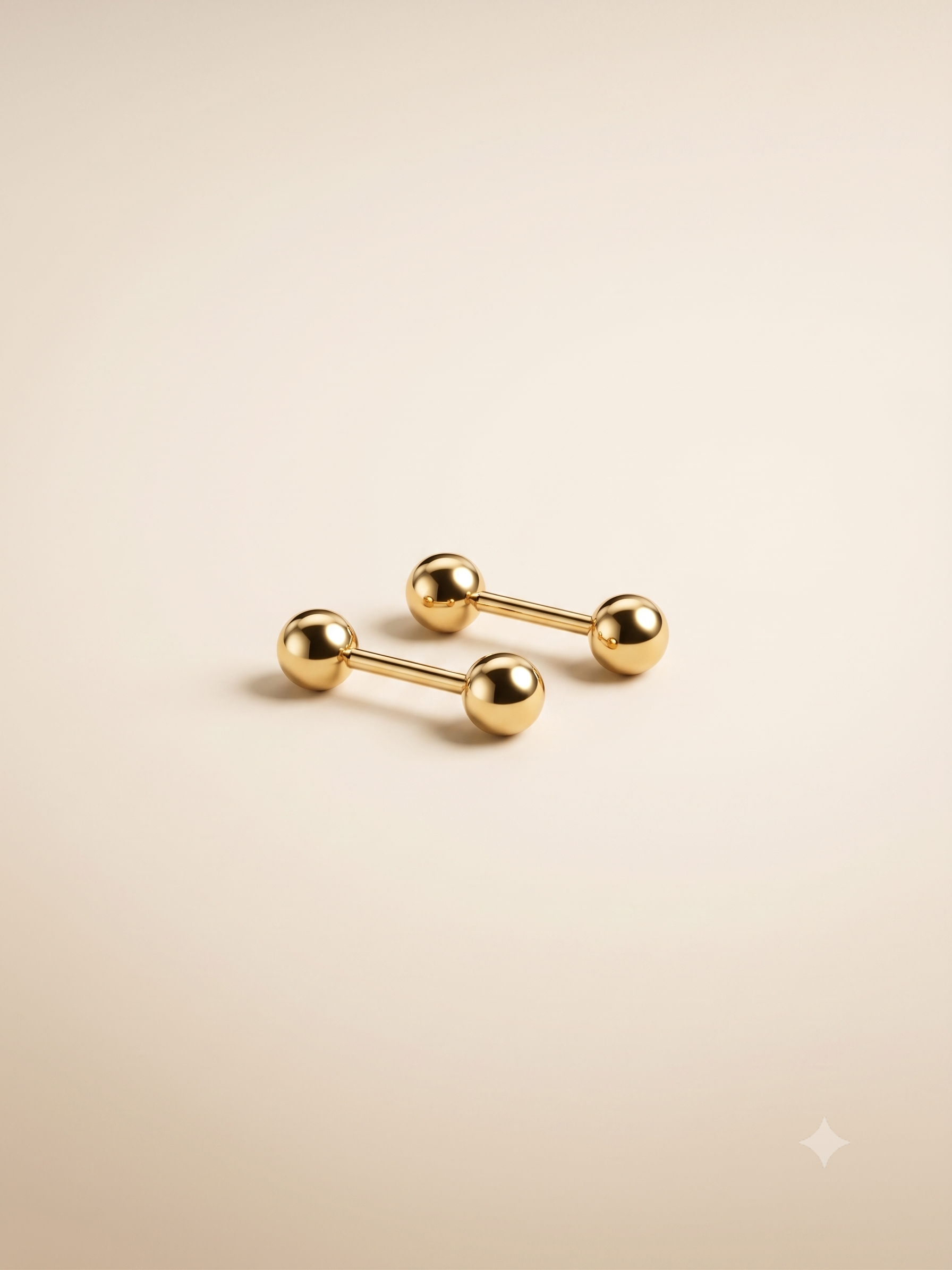 Elegant Gold-Toned Double Ball Barbell Stud Earrings