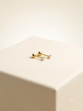 Elegant Gold-Toned Solitaire Crystal Stud Earrings
