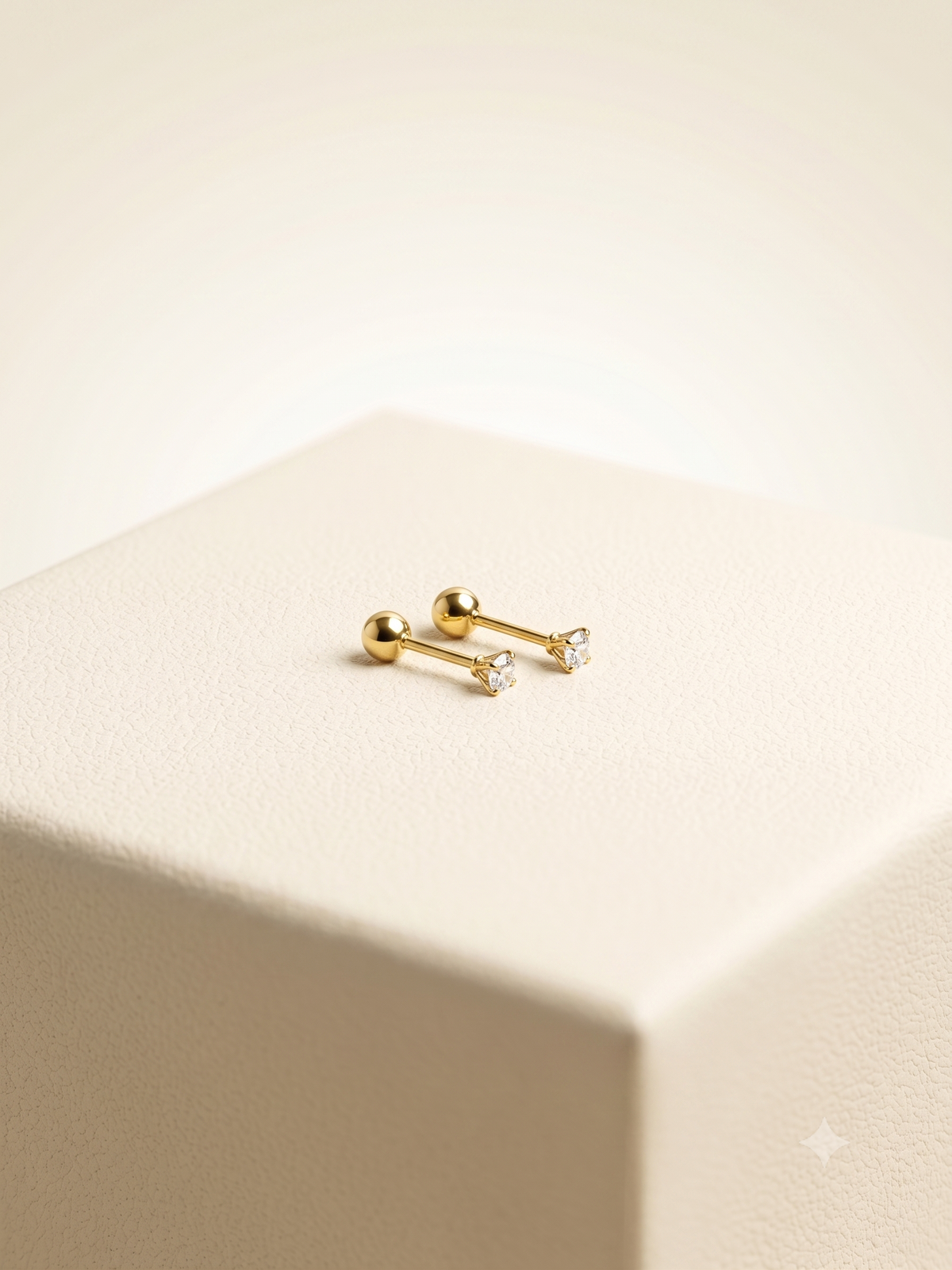 Elegant Gold-Toned Solitaire Crystal Stud Earrings
