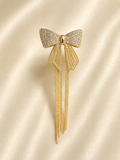 Elegant Gold-Toned Crystal Bow Hair Clip