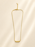 Elegant Gold-Toned Cylindrical Bar Pendant Necklace