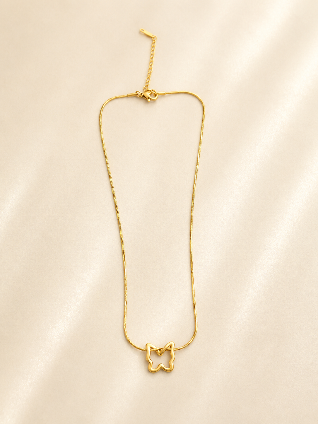 Elegant Gold-Toned Interlocking Butterfly Necklace