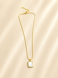 Elegant Gold-Toned Rectangle Mother-of-Pearl Necklace
