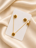 Elegant Gold-Toned Sculpted Rose Jewelry Set