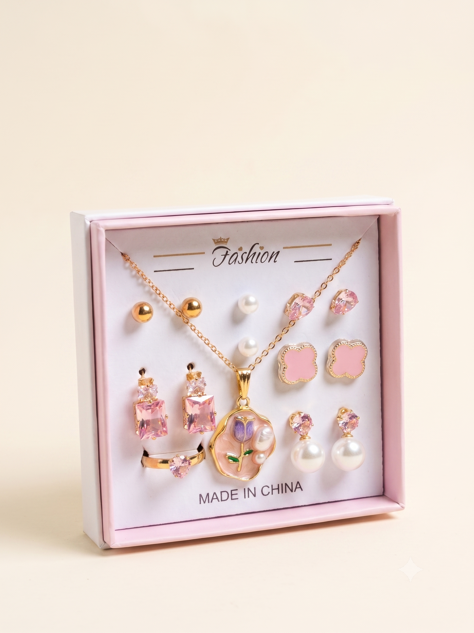 Elegant Gold-Toned Multi-Piece Jewelry Set