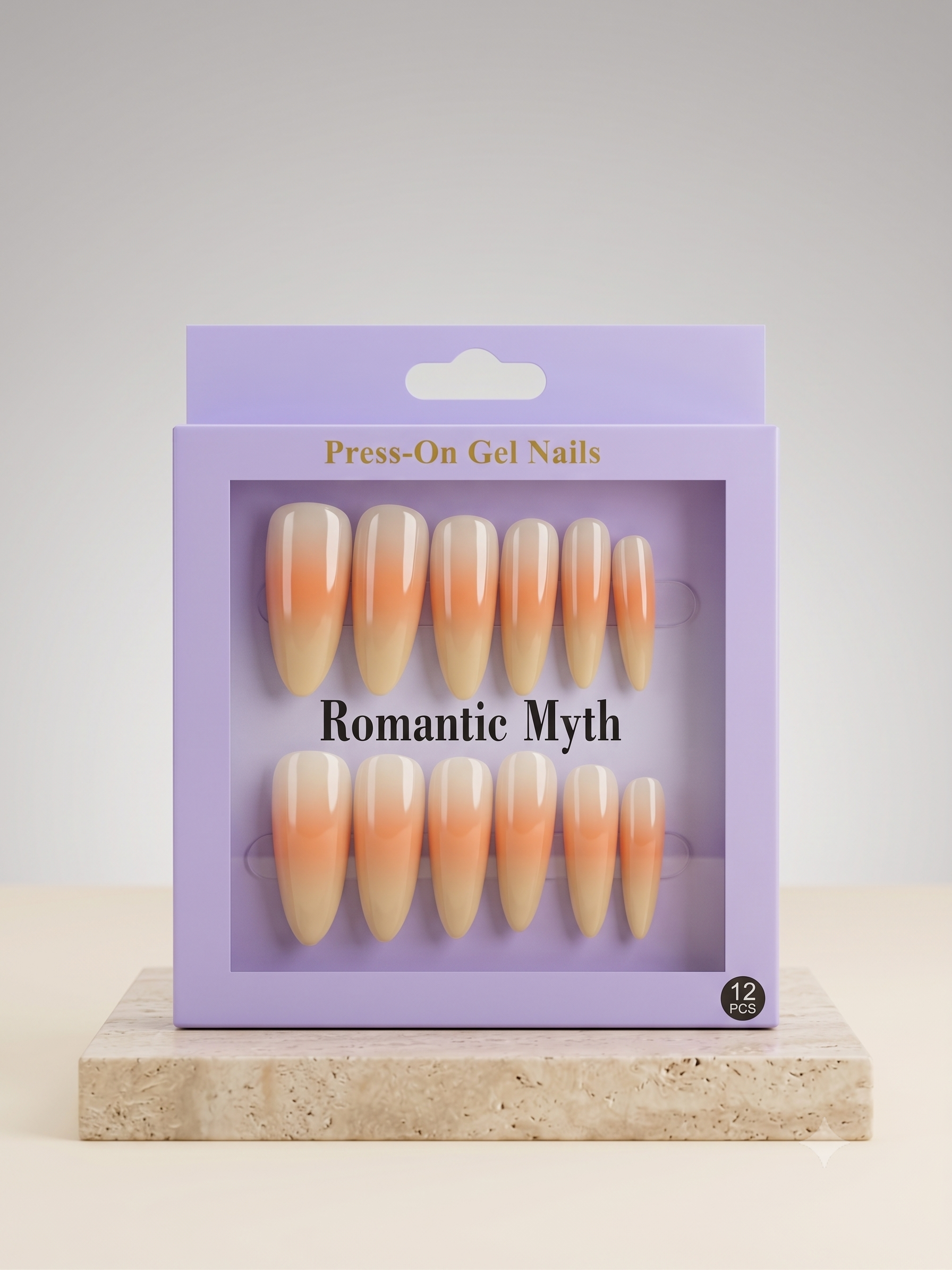 Romantic Myth Almond Nude & Black Polka Dot Press-On Nails