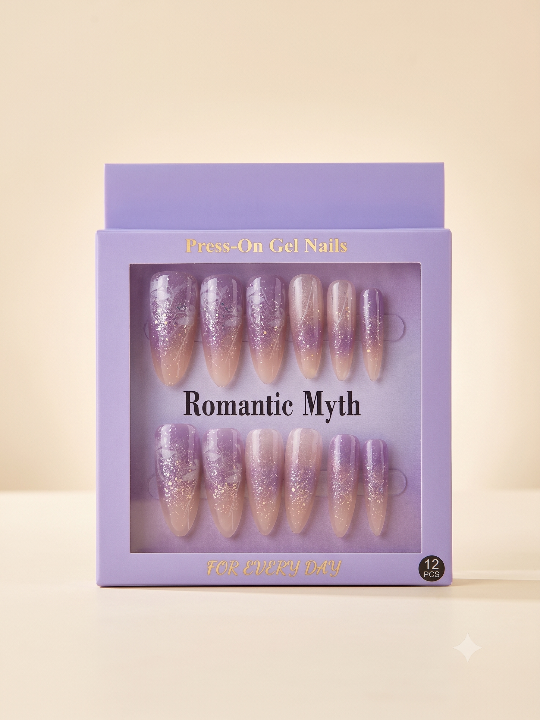 Romantic Myth Almond Nude & Black Polka Dot Press-On Nails