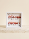 Luxury Peach & Silver Wave Press-On Nails | 3D Square Nail Art