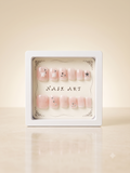 Luxury Peach & Silver Wave Press-On Nails | 3D Square Nail Art