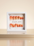 Luxury Peach & Silver Wave Press-On Nails | 3D Square Nail Art