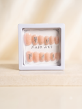 Luxury Peach & Silver Wave Press-On Nails | 3D Square Nail Art