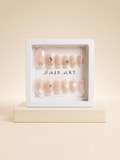 Luxury Peach & Silver Wave Press-On Nails | 3D Square Nail Art
