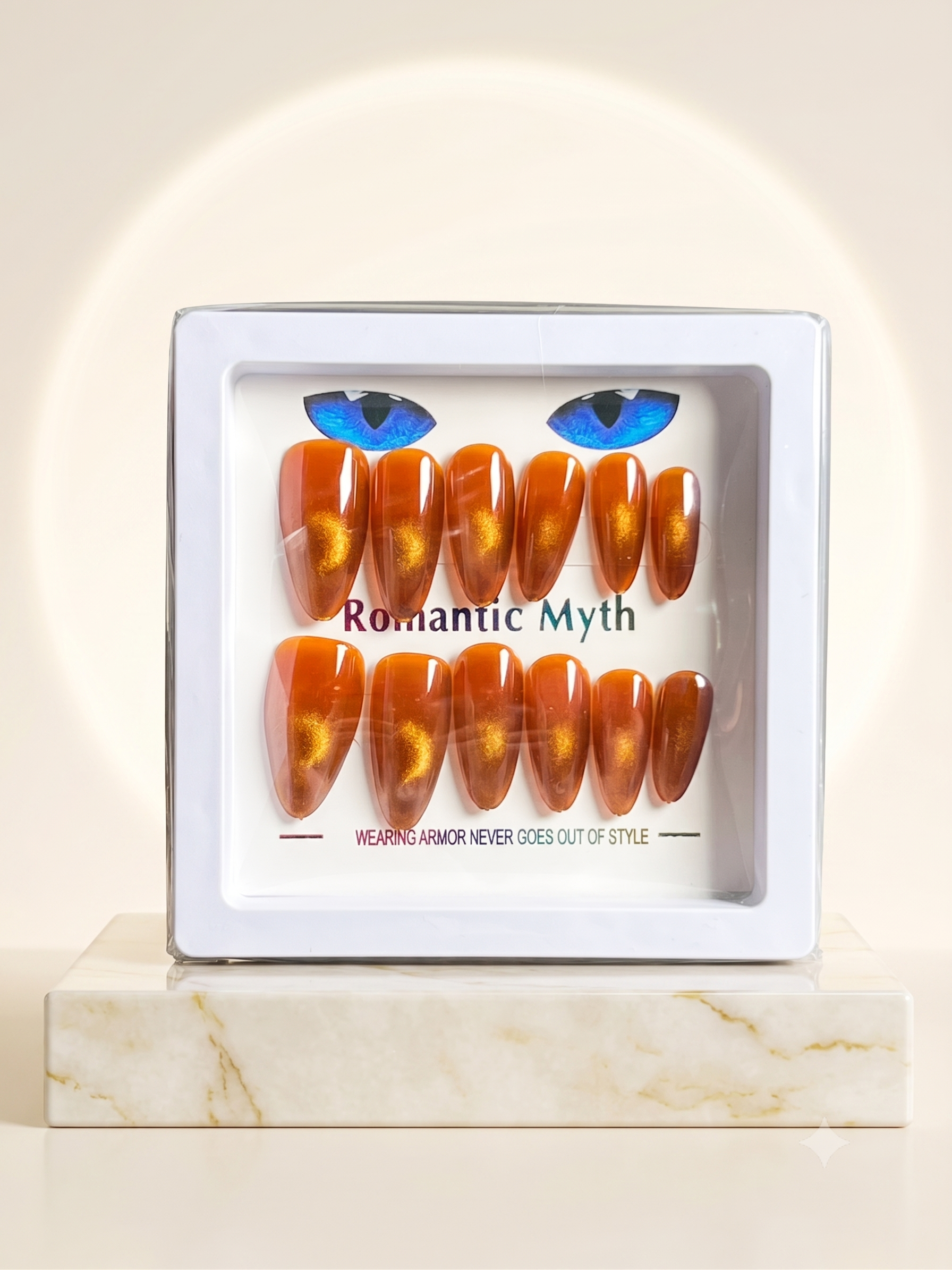 Romantic Myth Velvet Red Cat Eye Almond Press-On Nails