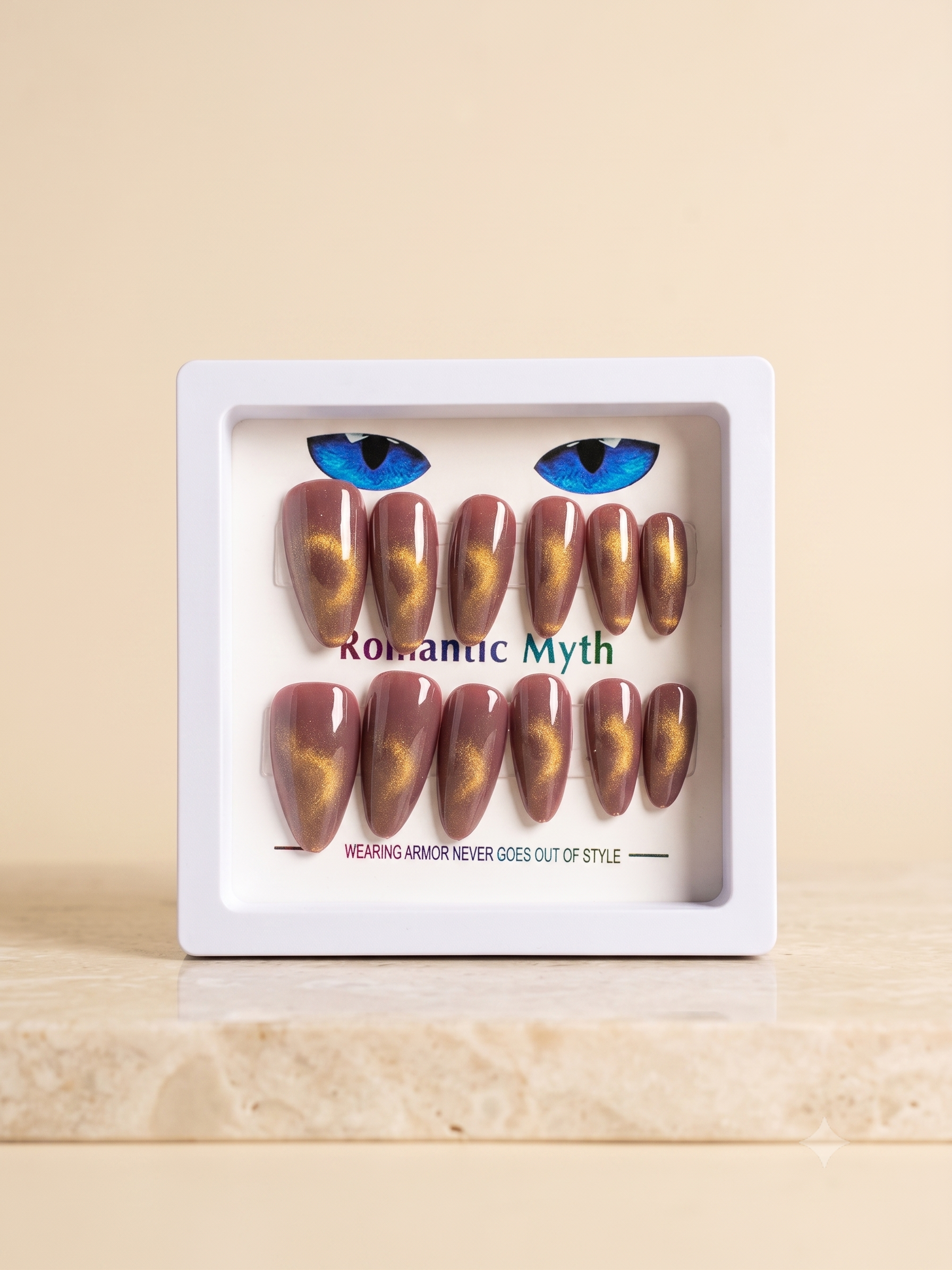 Romantic Myth Velvet Red Cat Eye Almond Press-On Nails
