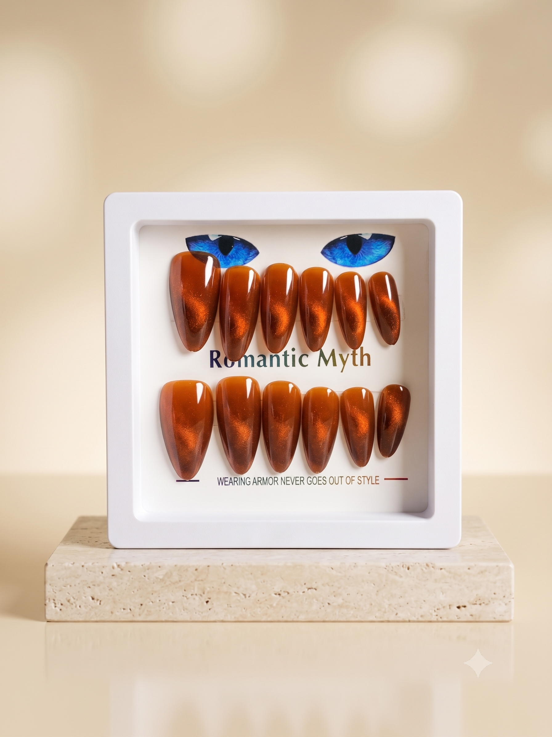 Romantic Myth Velvet Red Cat Eye Almond Press-On Nails