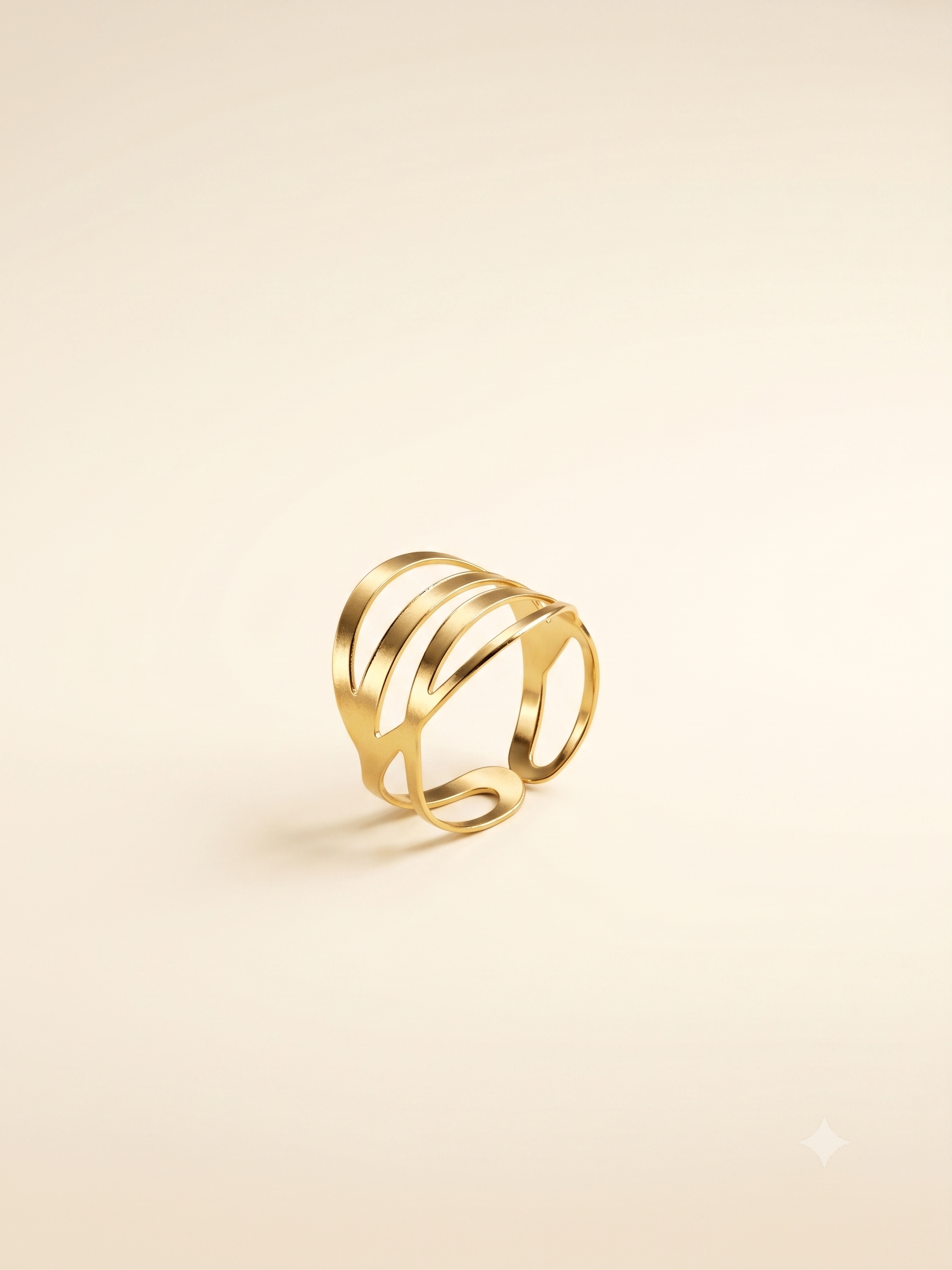 Modern Gold-Toned Multi-Band Openwork Statement Ring