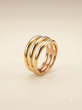 Elegant Gold-Toned Triple Band Openwork Statement Ring