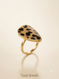 Zaari Jewels Bold Leopard Print Gold-Toned Statement Ring