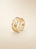 Elegant Gold-Toned Open Starry Night Cuff Ring