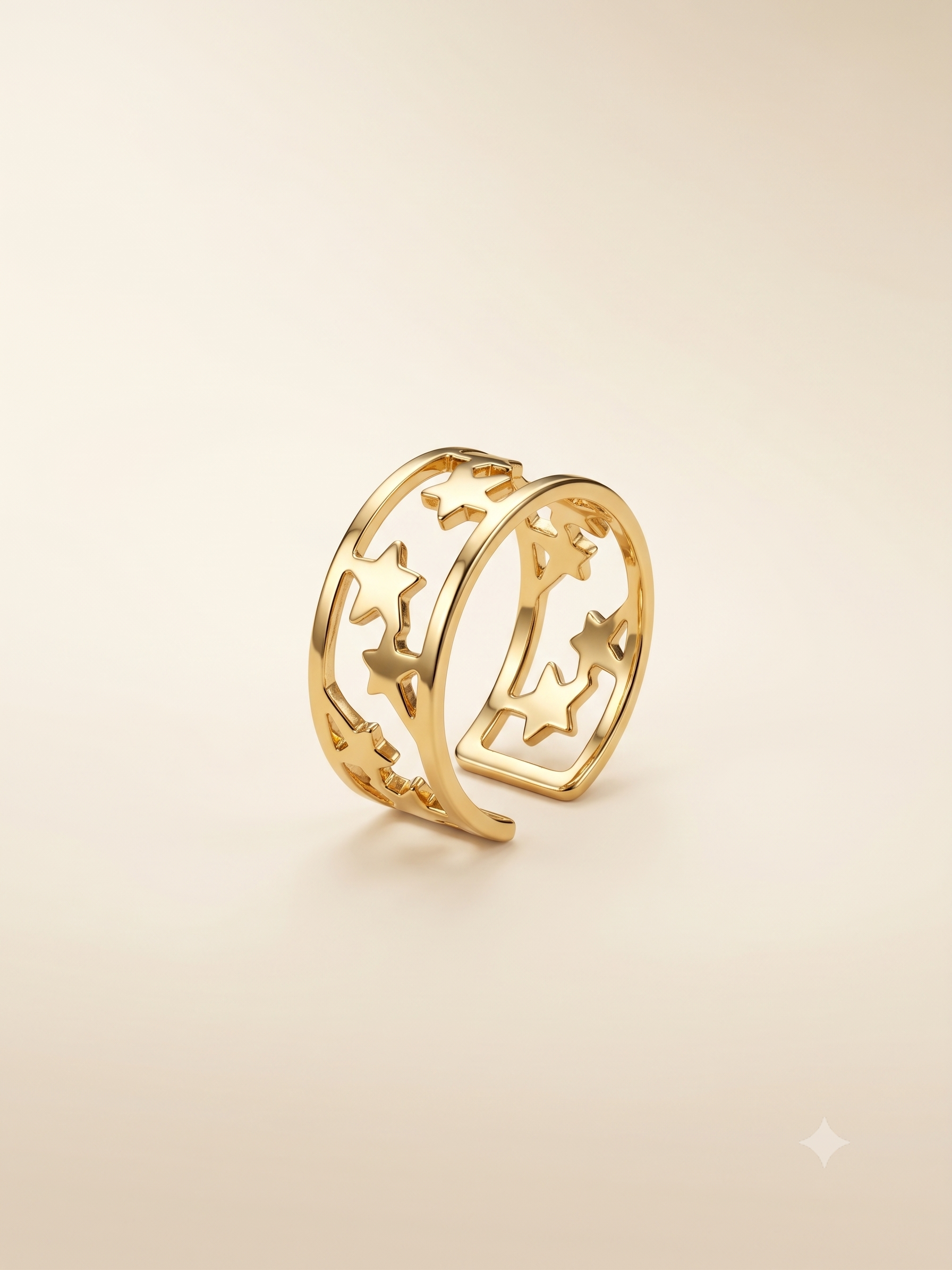Elegant Gold-Toned Open Starry Night Cuff Ring