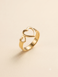 Elegant Gold-Toned Double Openwork Heart Ring
