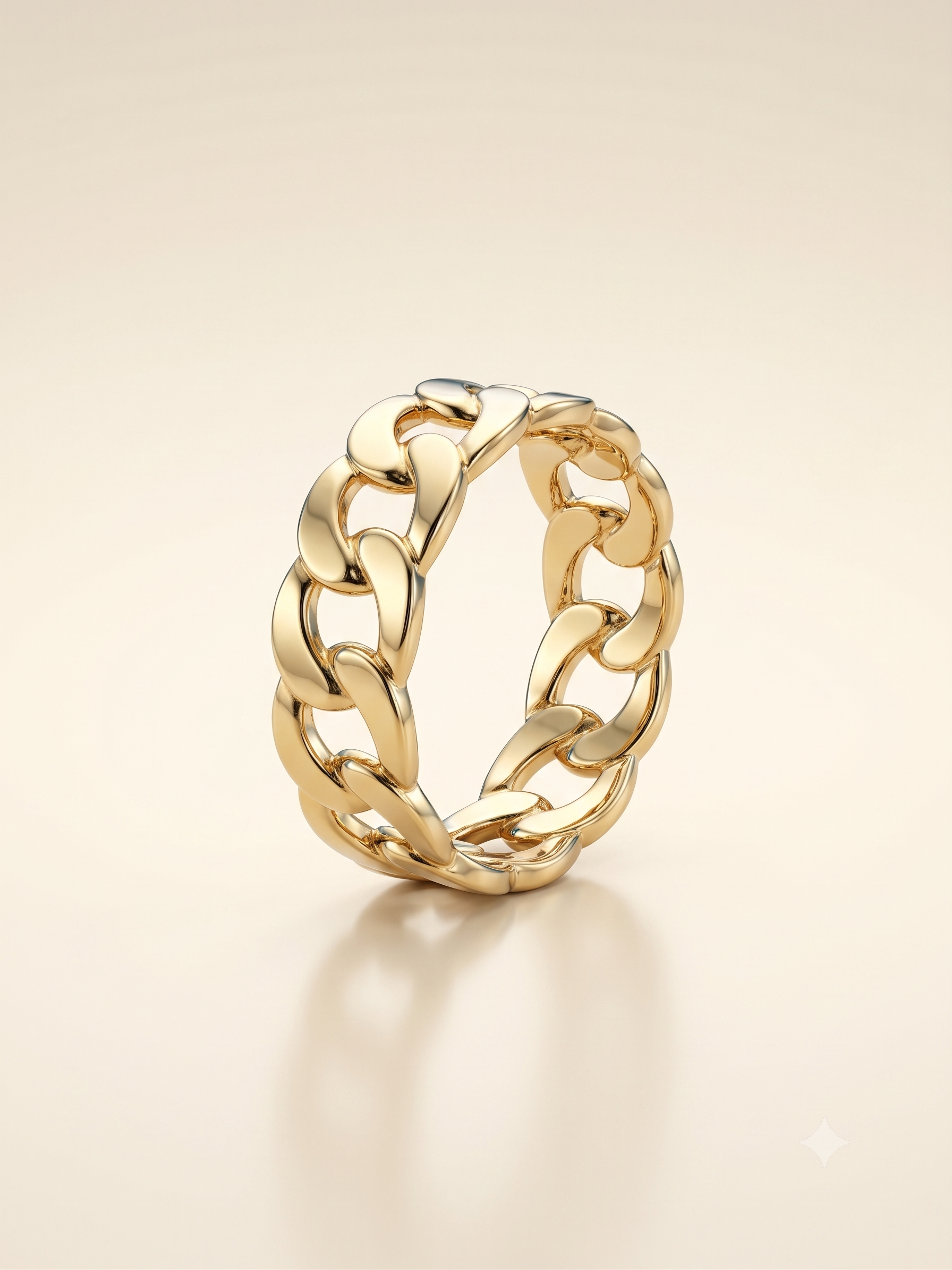 Bold Gold-Toned Curb Chain Link Statement Ring