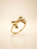 Elegant Gold-Toned Sculpted Ribbon Bow Ring