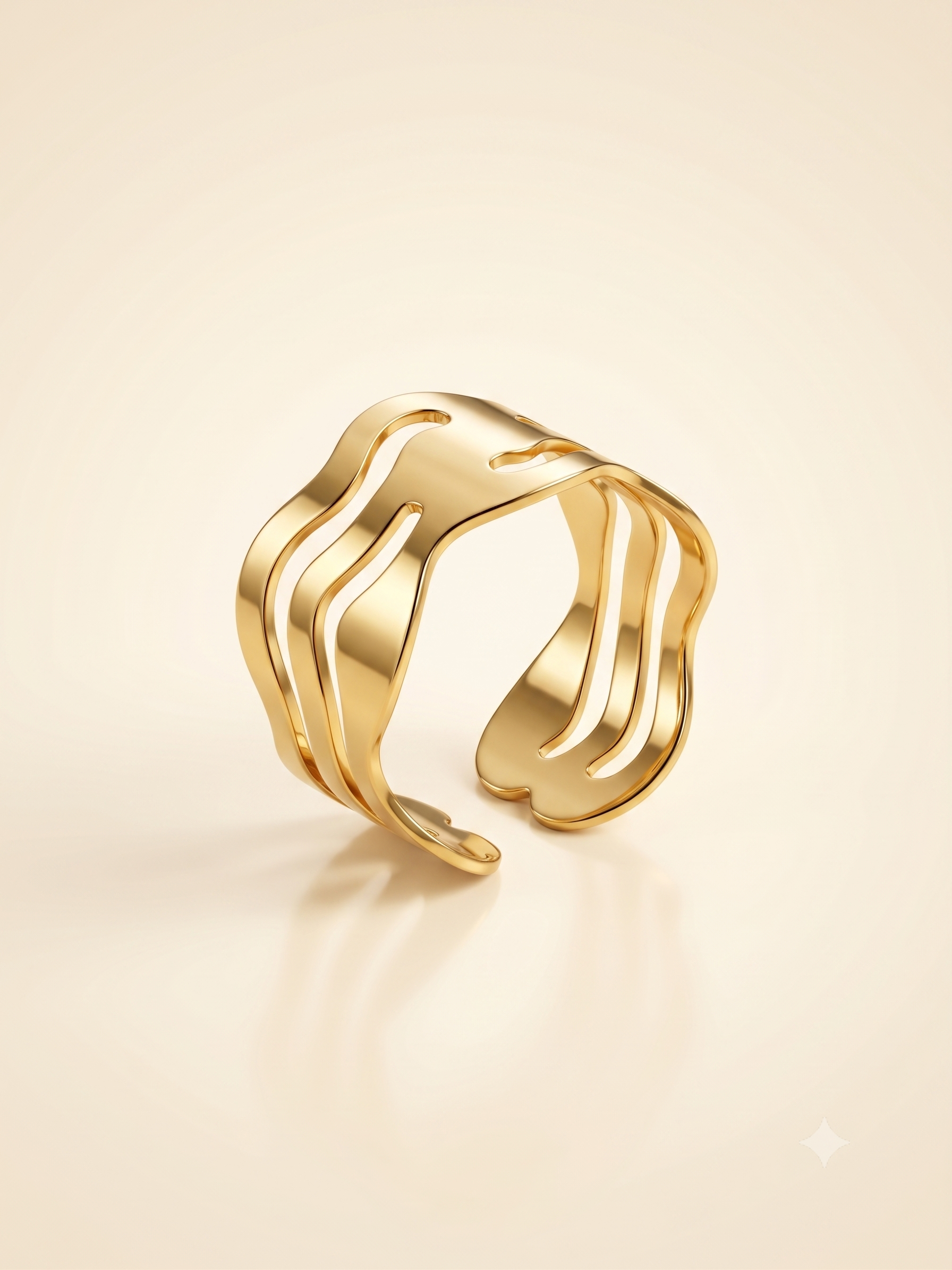 Modern Architectural Gold-Toned Open Statement Ring