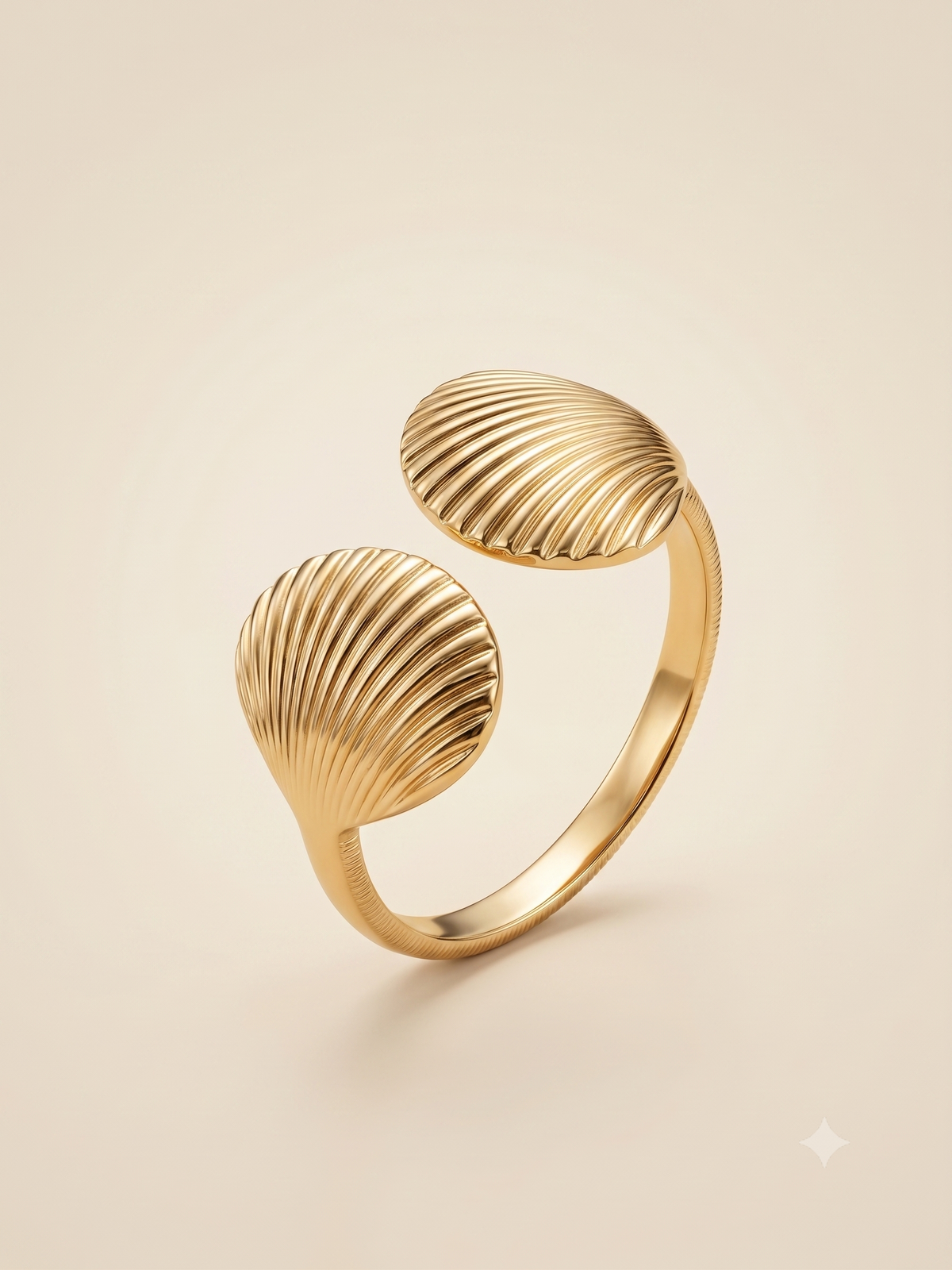 Elegant Gold-Toned Seashell Open Cuff Ring