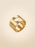 Brushed Gold-Toned Cut-Out Heart Statement Ring