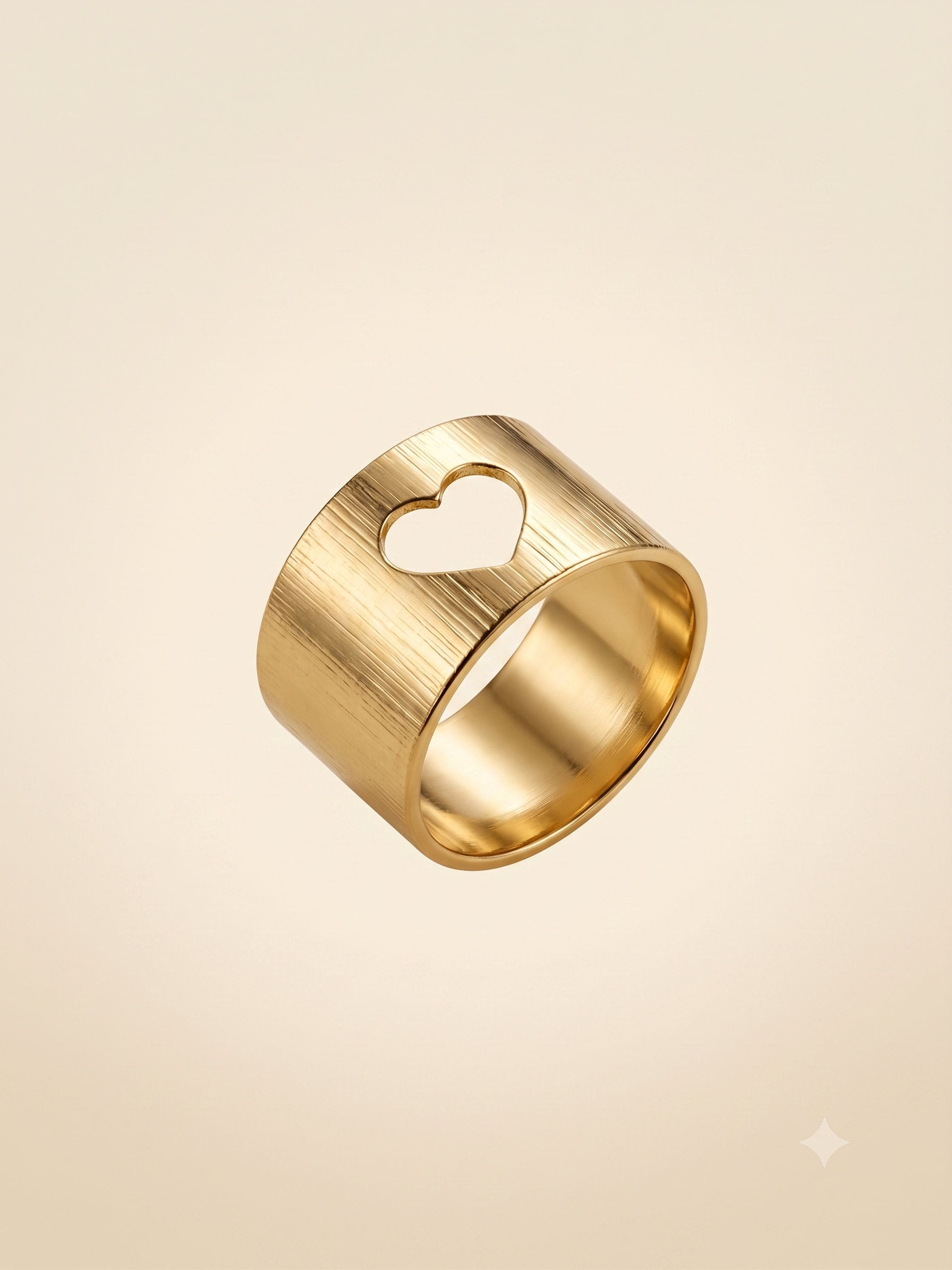 Brushed Gold-Toned Cut-Out Heart Statement Ring
