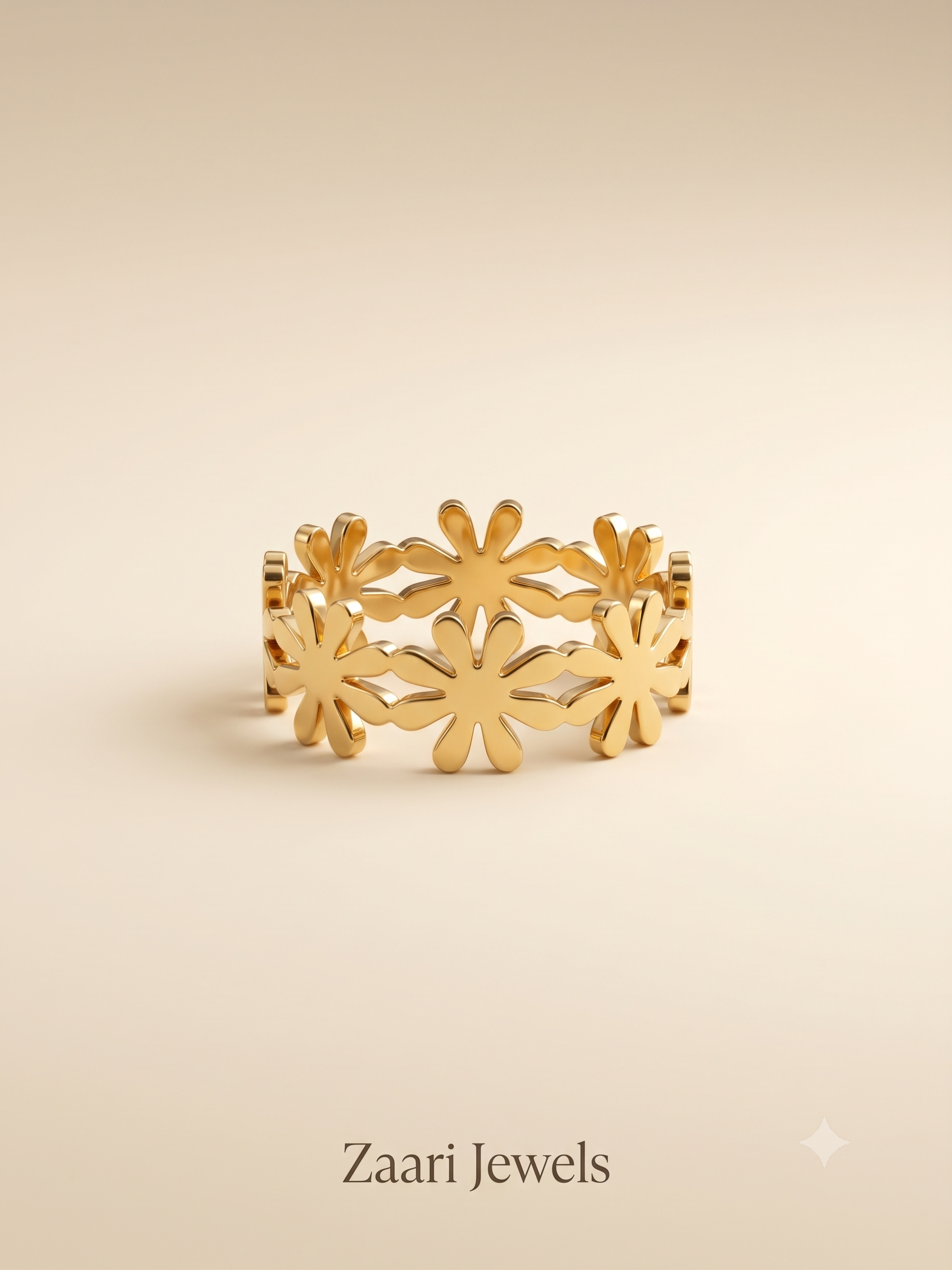 Zaari Jewels Gold-Toned Daisy Chain Band Ring