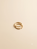 Elegant Textured Gold-Toned Interlocking Open Ring