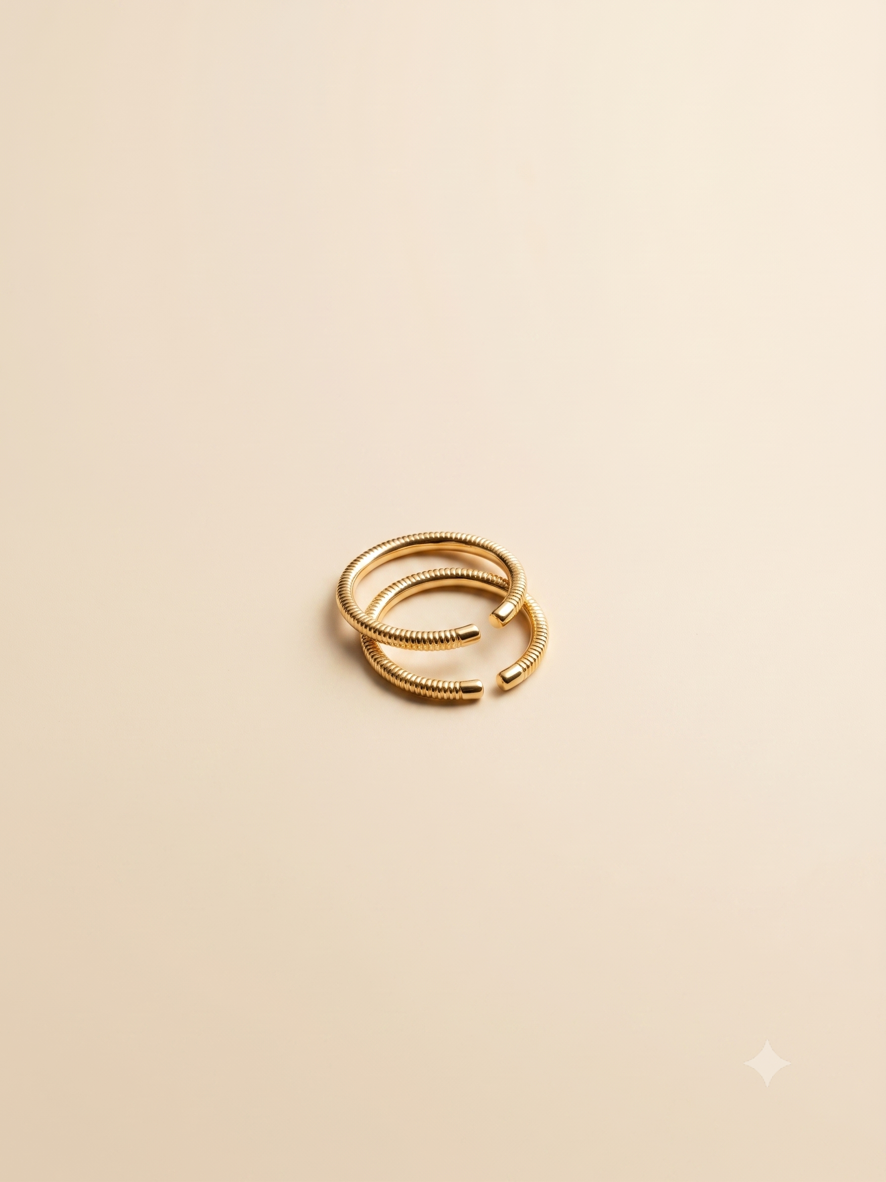 Elegant Textured Gold-Toned Interlocking Open Ring