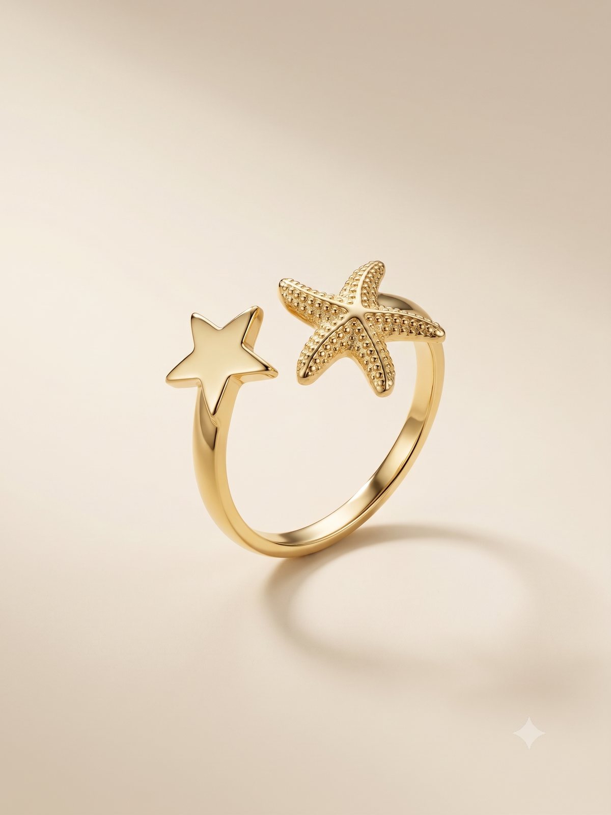 Elegant Gold-Toned Starfish Open Ring