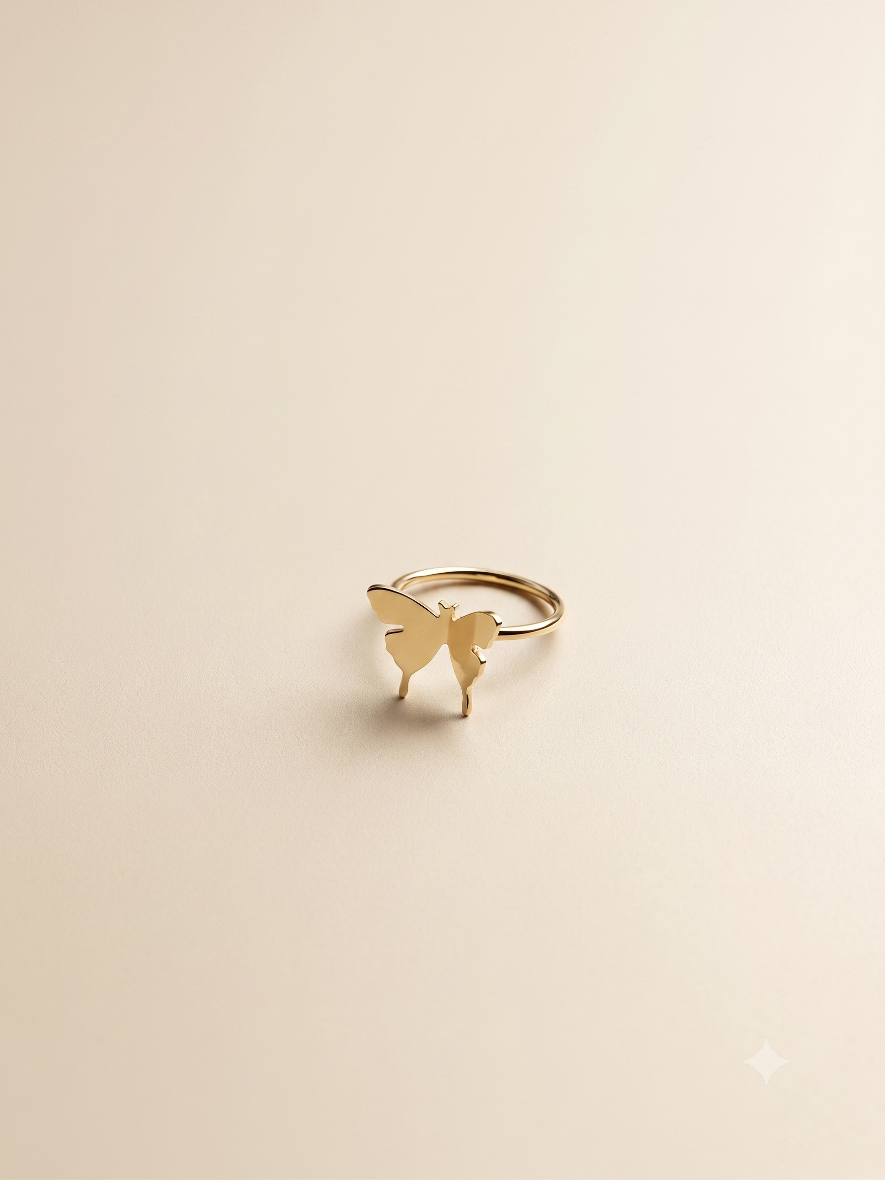 Elegant Gold-Toned Minimalist Butterfly Silhouette Ring