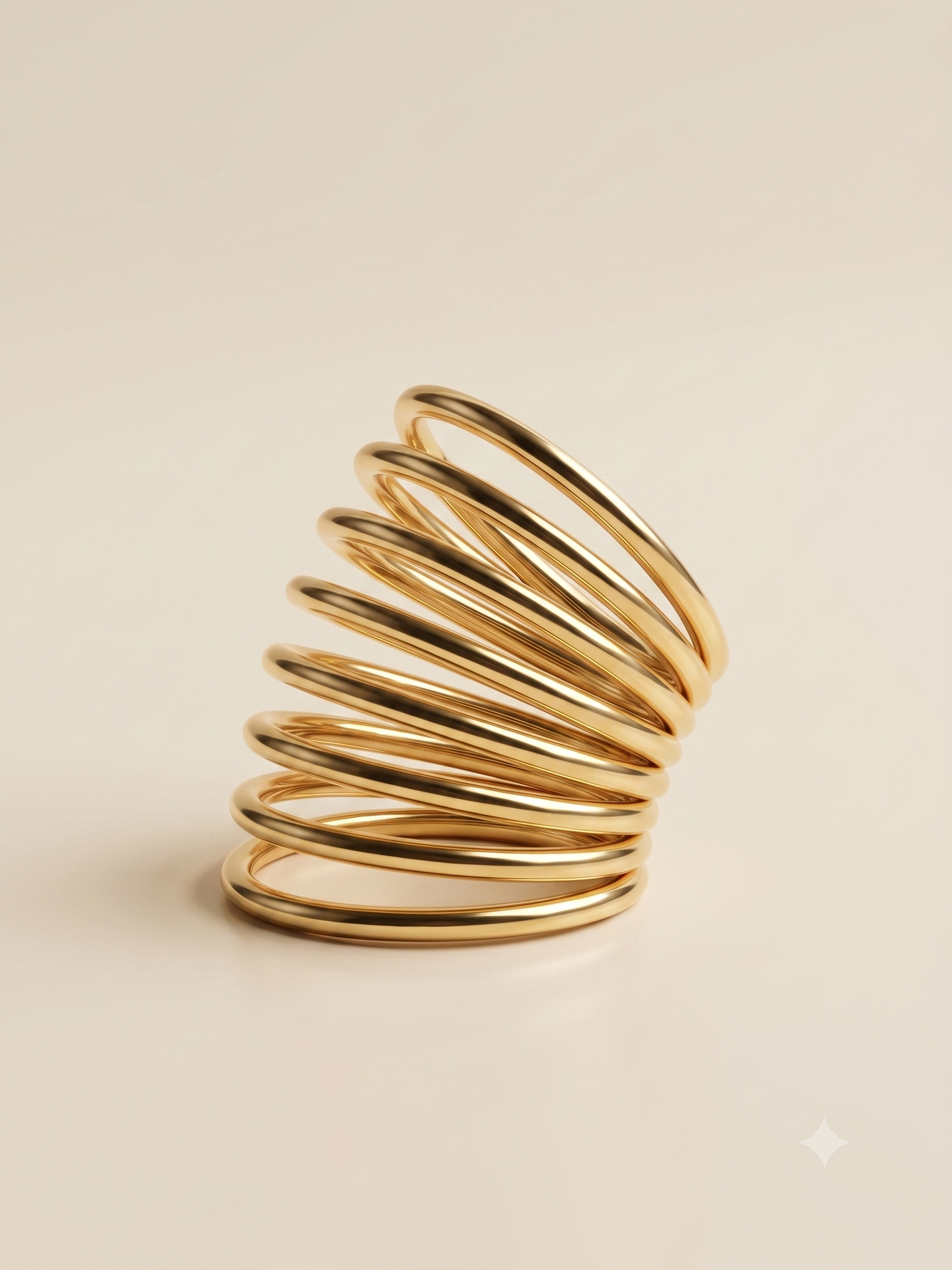 Elegant Gold-Toned Multi-Coil Spiral Statement Ring