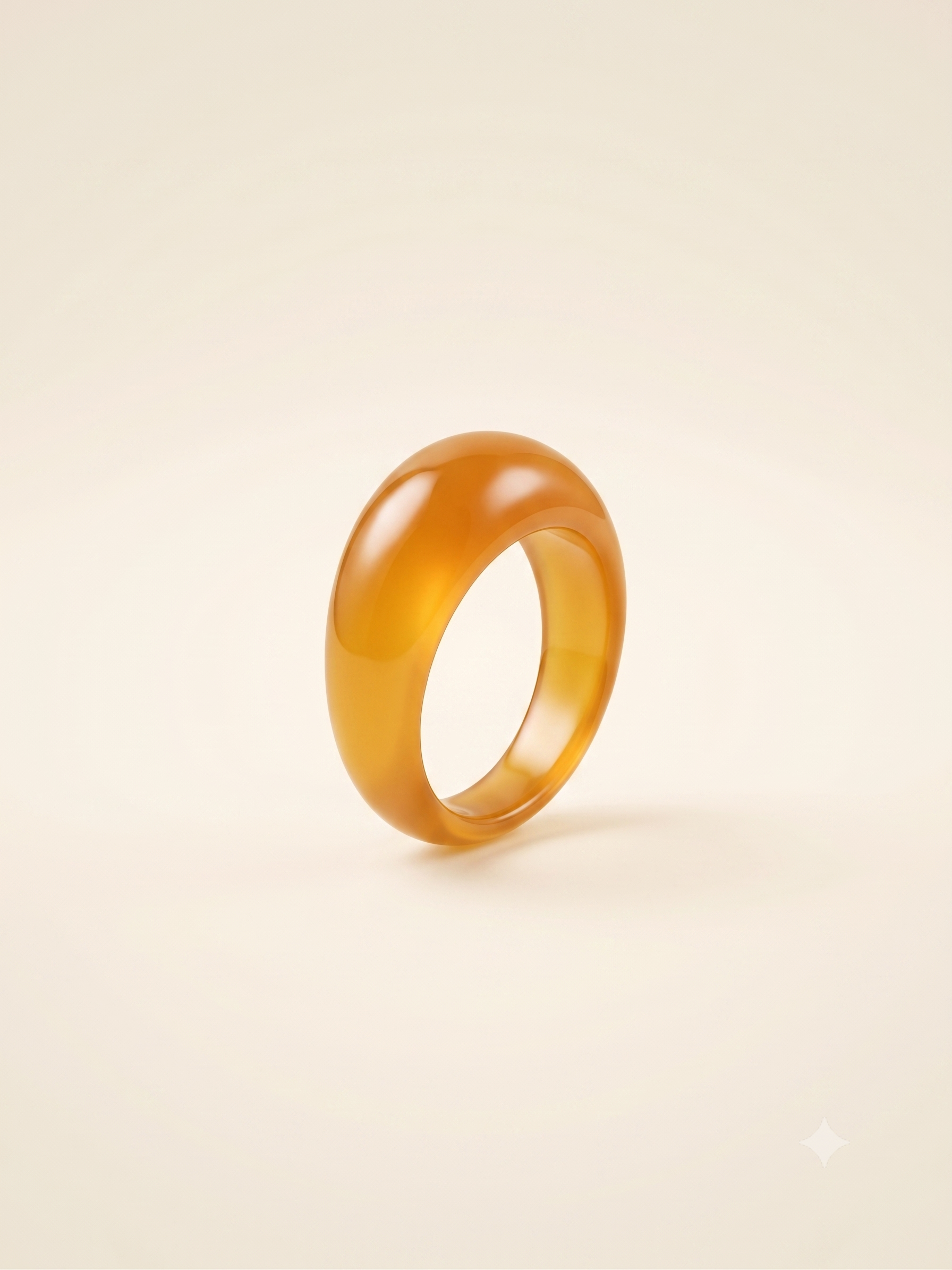 Translucent Honey-Toned Chunky Dome Statement Ring