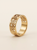 Geometric Floral Openwork Gold-Toned Statement Ring